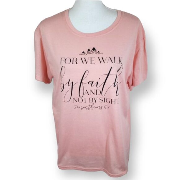 FASHION PINK SCRIPTURE T-SHIRT SZ.XL EUC - Picture 1 of 4